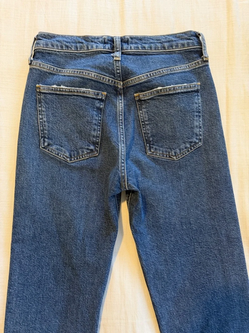 Agolde Merrel Mid Rise Straight Leg Stretch Denim Jeans In Medium Denim